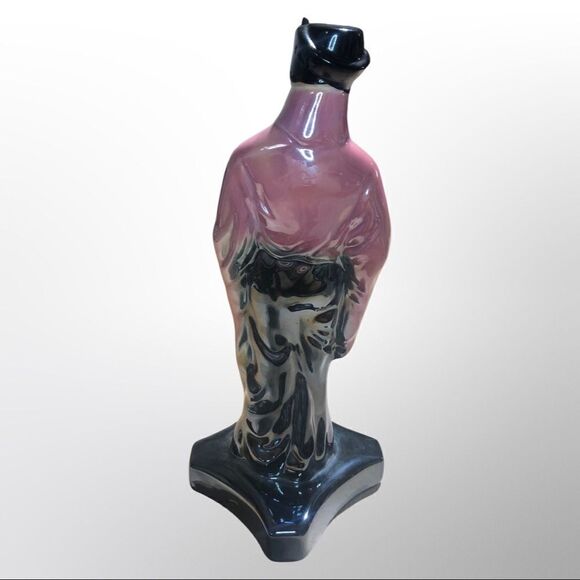 Vintage Japanese Asian Lusterware Man Porcelain 13” Statue Pink Black 1940’s - Picture 3 of 3